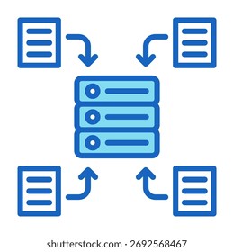 Icono de colección de datos Color azul Estilo Ilustración vectorial