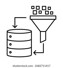Icono de recopilación de datos, Recopilación de datos de fuentes, Recopilación de información, . Ilustración vectorial.