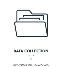 Icono de recopilación de datos. Carpeta, Documento, Base de datos. Stroke editable. Icono de vector simple