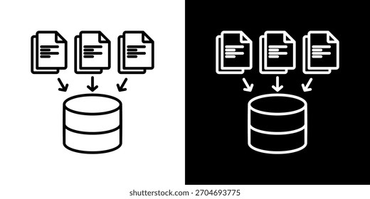 Conjunto de iconos de recopilación de datos en Ilustración vectorial de contorno en blanco y negro