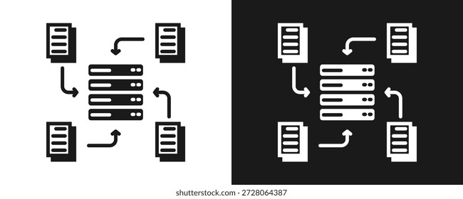 Ícone De Coleta De Dados Definir Glifo Em Plano De Fundo Branco E Preto