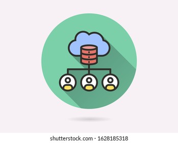 Data collection icon. Simple illustration with long shadow isolated for graphic and web design.