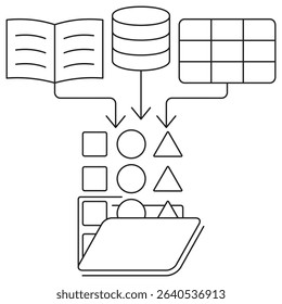 Data collection icon. Vector pictogram with thin black lines on transparent background. Editable line thickness. Perfect for AI, big data, data analysis, and machine learning projects - Powered by Shutterstock - Get 15% off with code: PIKWIZARD15