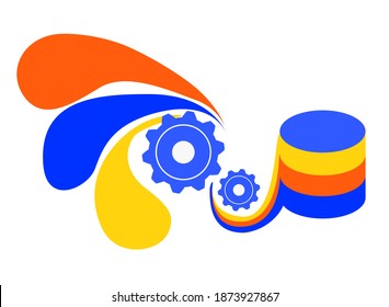 Data collection from multiple sources. Data integration, extraction. Transform and load into central database, storage or data lake. ETL process. Vector concept illustration.