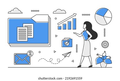 Data collection for reporting. Report analytics and statistics information vector monocolor illustration