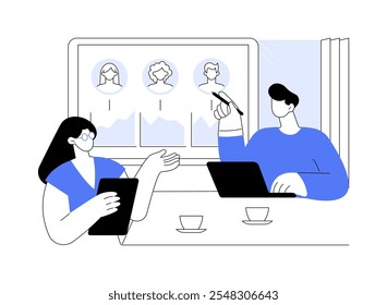 Data collection software isolated cartoon vector illustrations. Group of colleagues working with data collection app, IT technology, machine learning, behavioral analytics vector cartoon.