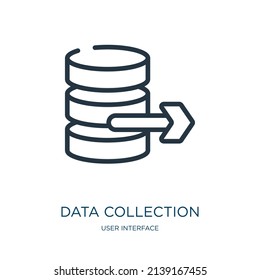 data collection thin line icon. internet, technology linear icons from user interface concept isolated outline sign. Vector illustration symbol element for web design and apps.