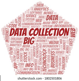 Data Collection vector word cloud, made with text only.