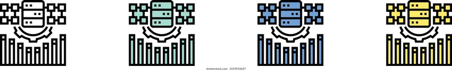 data complexity icon. Outline, Green, Blue and Yellow Style Design Isolated On White Background