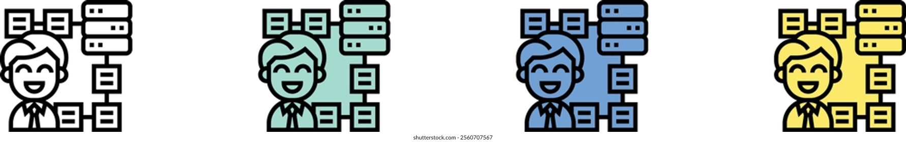 data complexity icon. Outline, Green, Blue and Yellow Style Design Isolated On White Background
