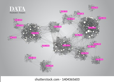 Data complexity representation. Big data concept visualization. Analytics abstract concept. Graphic background. Information clustering.