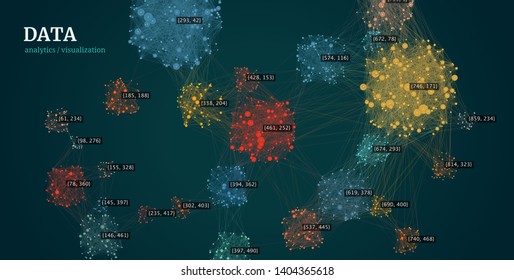 Data complexity representation. Big data concept visualization. Analytics abstract concept. Graphic background. Information clustering.