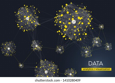 Data complexity representation. Big data concept visualization. Analytics abstract concept. Graphic background. Information clustering.