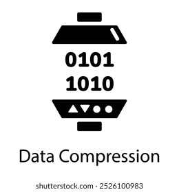 Icono de compresión de datos en estilo relleno