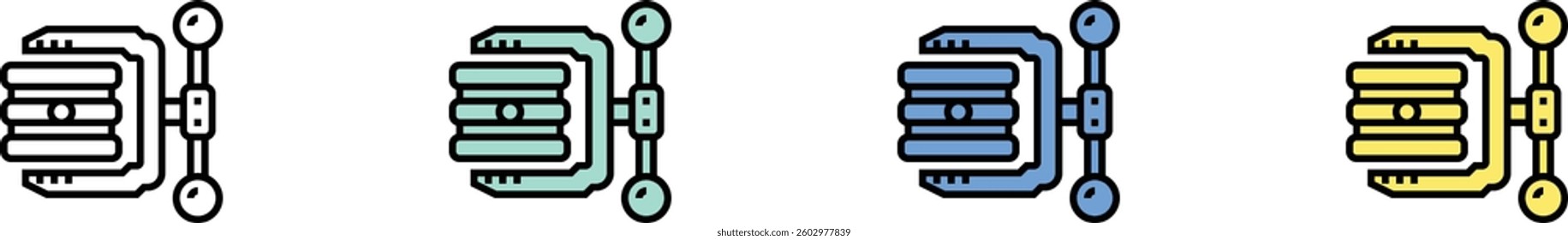 data compression icon. Outline, Green, Blue and Yellow Style Design Isolated On White Background
