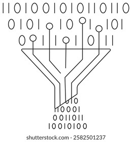 Data Compression icon. Simple outline monochrome black vector pictogram with thin lines on a transparent background. Line thickness is editable