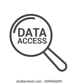 Data concept: magnifying optical glass with words Data Access. Vector illustration 
