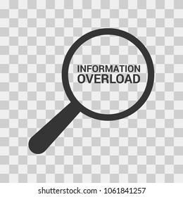 Data Concept: Magnifying Optical Glass With Words Information Overload. Vector illustration