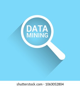 Data Concept: Magnifying Optical Glass With Words Data Mining. Vector illustration 