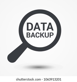 Data Concept: Magnifying Optical Glass With Words Data Backup. Vector illustration