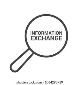 Data Concept: Magnifying Optical Glass With Words Information Exchange. Vector illustration
