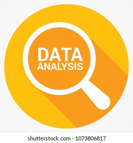 Data Concept: Magnifying Optical Glass With Words Data Analysis. Vector illustration