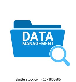 Data Concept: Magnifying Optical Glass With Words Data Management. Vector illustration