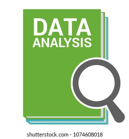Data Concept: Magnifying Optical Glass With Words Data Analysis. Vector illustration