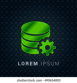 Data Configuration Bright Green chromium precious metallic 3D Icon / Logo Design
