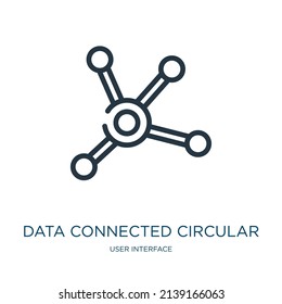 data connected circular interface thin line icon. data, interface linear icons from user interface concept isolated outline sign. Vector illustration symbol element for web design and apps.