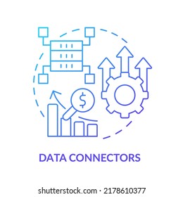 Data connectors blue gradient concept icon. Sales software abstract idea thin line illustration. Isolated outline drawing. Establishing connections to databases. Myriad Pro-Bold font used