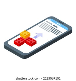 Data construct icon isometric vector. Html system. Cms development