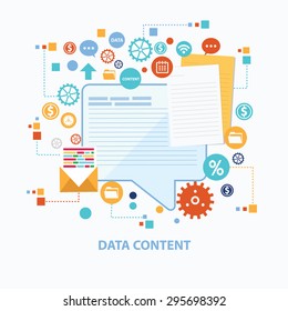 Data content concept design on white background,clean vector