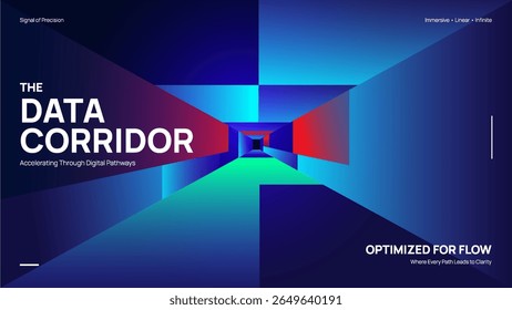 O projeto de fundo da ilustração vetorial do corredor de dados 