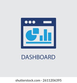 Data Dashboard Icon with Graphs and Charts for Business Analytics, Statistical Data Visualization, Computer Monitor Displaying Pie Chart and Line Graphs.