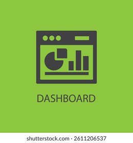 Data Dashboard Icon with Graphs and Charts for Business Analytics, Statistical Data Visualization, Computer Monitor Displaying Pie Chart and Line Graphs.