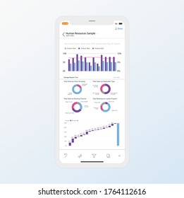 Data dashboard screen white mobile to edit.power bi template.EPS10