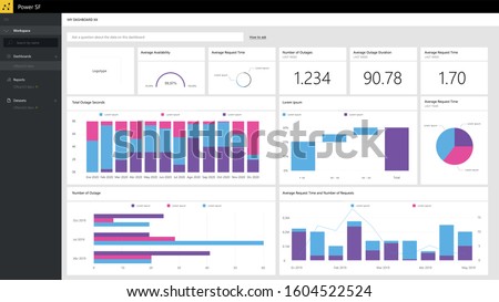 Data dashboard template with charts to customize EPS10