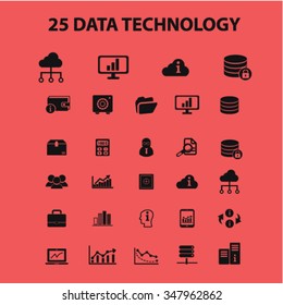 data, database, hosting, analytics  icons, signs vector concept set for infographics, mobile, website, application