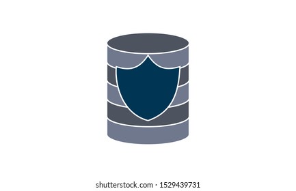 Data, database, security, server, shield icon. Flat vector design graphical symbol.