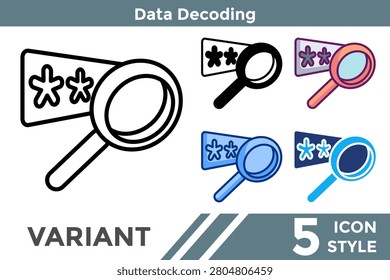 Data Decoding restores encoded information into readable formats for applications, analytics, and digital workflows. Line, Filled, Color, Dualtone style.