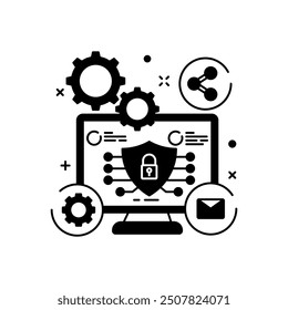 Icono de glifo de Data Defender, Ilustración vectorial