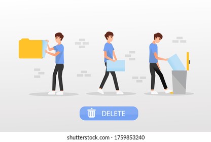 data deletion illustration in flat cartoon style