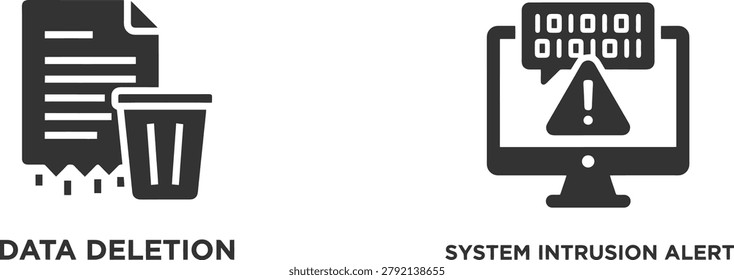 Data deletion warning sign with lock symbol and warning triangle icon vector illustration