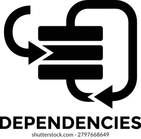 Data dependency icon for software development, database architecture design, project management, system integration, technical workflow, process automation