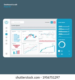 Data design. Power bi. Dashboards with graphs. Bars. Charts. EPS10