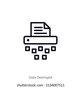 Data Destroyed icon. Outline style icon design isolated on white background