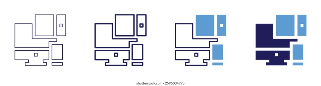 Data device icon in 4 different styles. Thin Line, Line, Bold Line, Duotone. Duotone style. Editable stroke.
