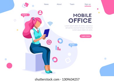 Data devices, graphs solution. User reading display. Ideas brainstorming, characters situations set. Interacting people concept. 3d images isometric vector illustrations.