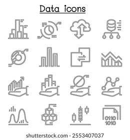 Data diagram, Graph, Infographic icon set in thin line style